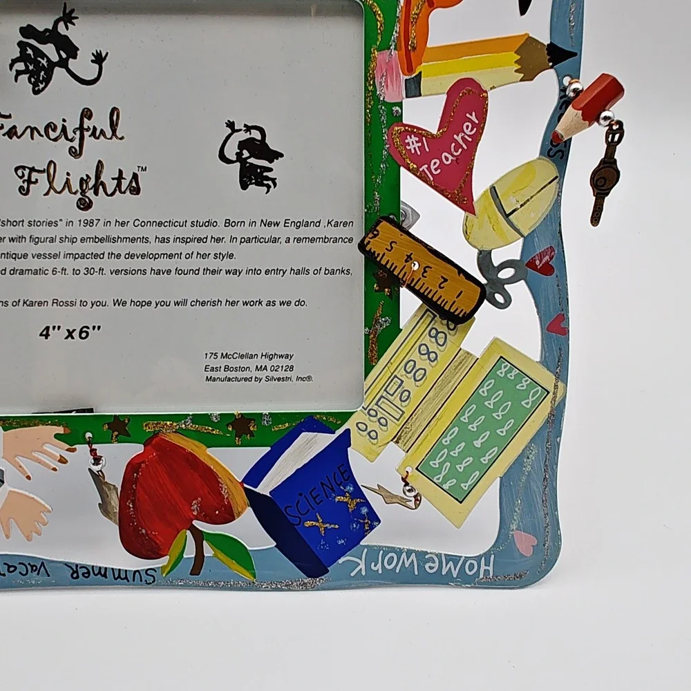Karen Rossi Silvestri Fanciful Flights‎ Teacher Frame 4x6 School Bus Vintage